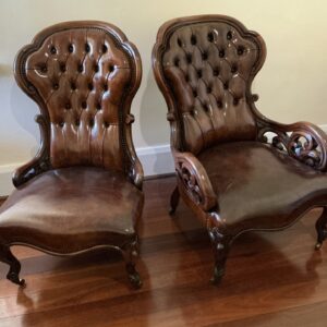 Antique Grandfather and Grandmother chairs